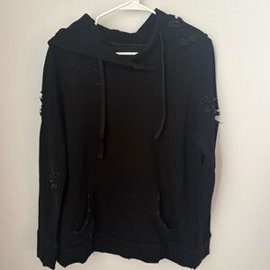 Women’s Black Distressed Chelsea Deboer Hoodie Size Medium